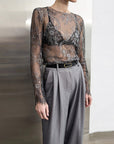 French Style Sheer Lace Top for Women