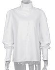Spring Women's Long Sleeve Chinese Collar Shirt