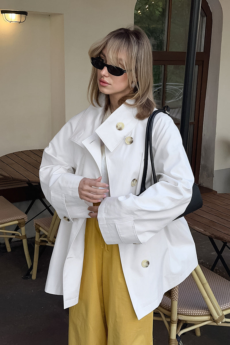 Vintage White Long Coat for Women