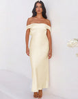 Elegant Strapless Satin Dress with Two-Way Design