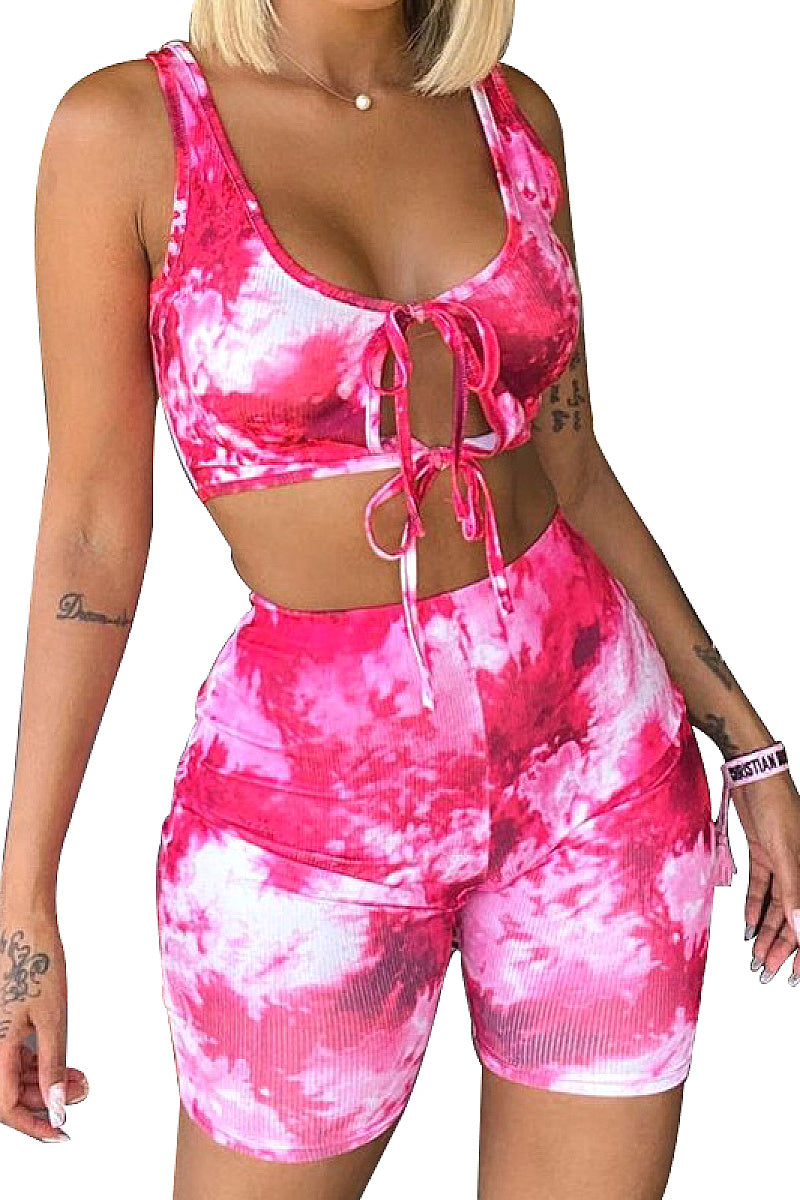 Summer Fashion Sexy Printed Tank Top and Shorts Set