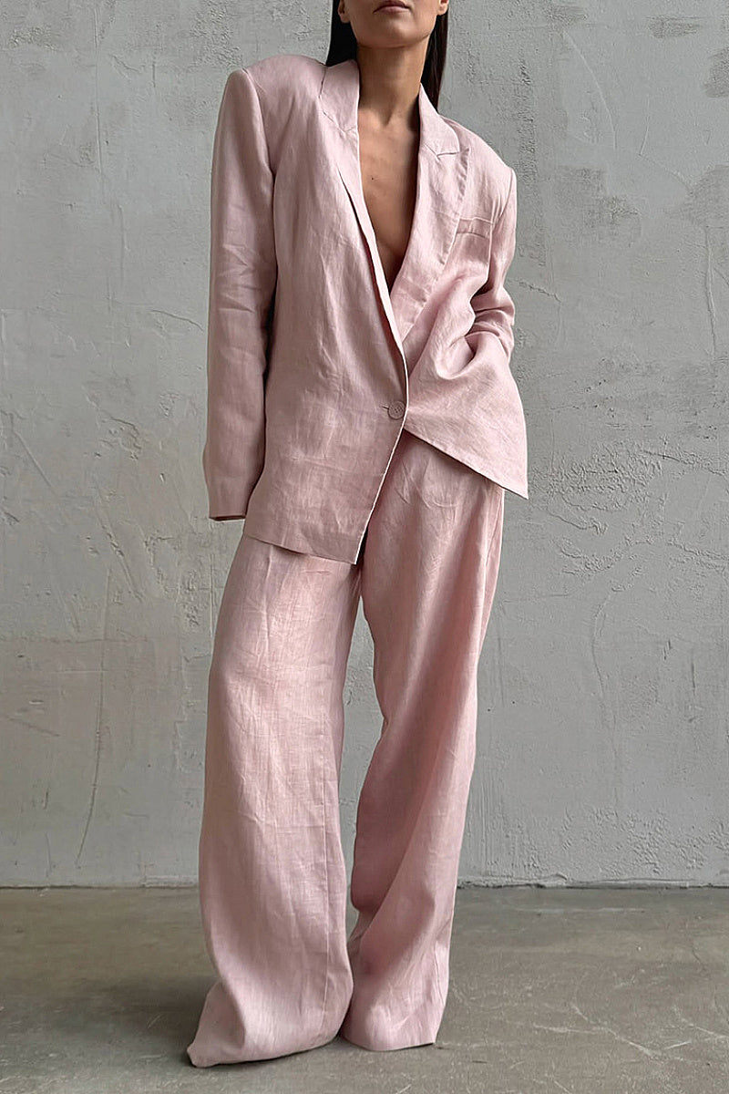 Stylish Cotton-Linen Suit Set for Commuting