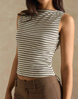 Stylish Striped Slim Fit Sleeveless Top for Women