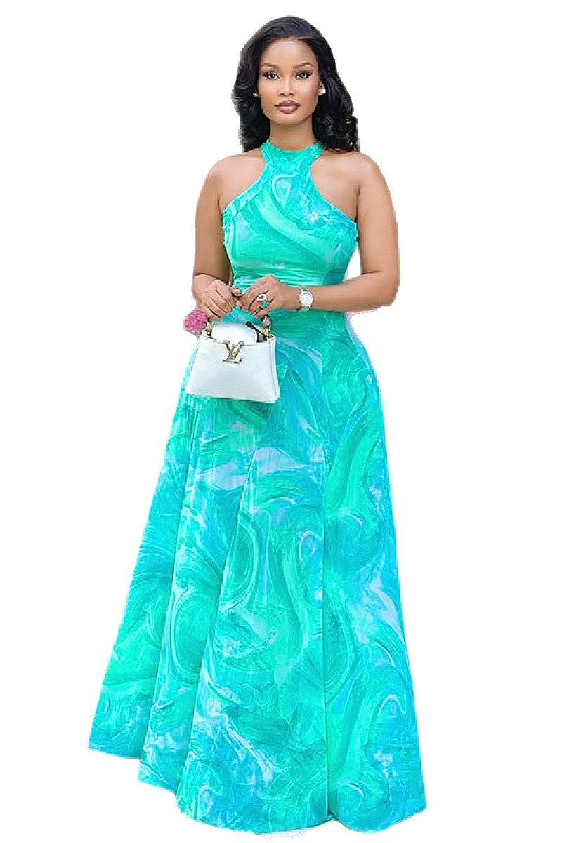 Elegant A-Line Dress with Abstract Print