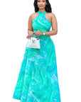 Elegant A-Line Dress with Abstract Print