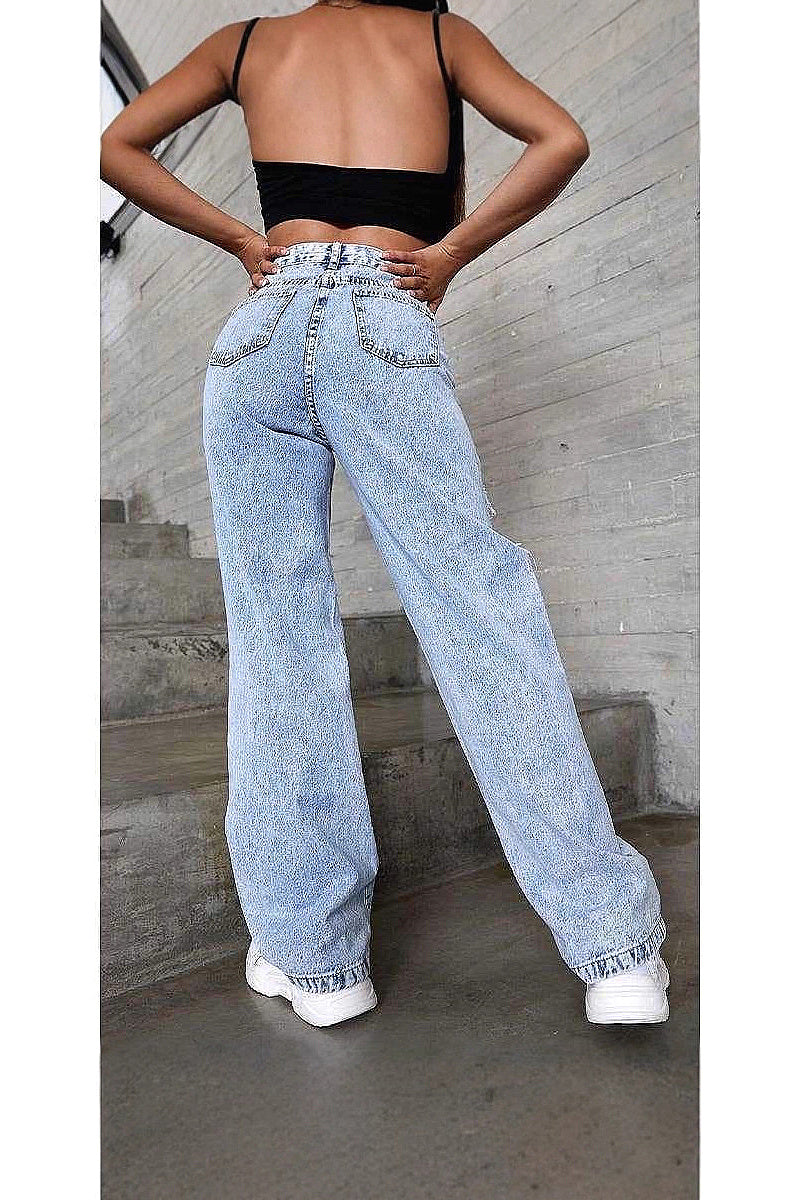 High Waist Ripped Straight Leg Jeans for Women