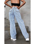 High Waist Ripped Straight Leg Jeans for Women