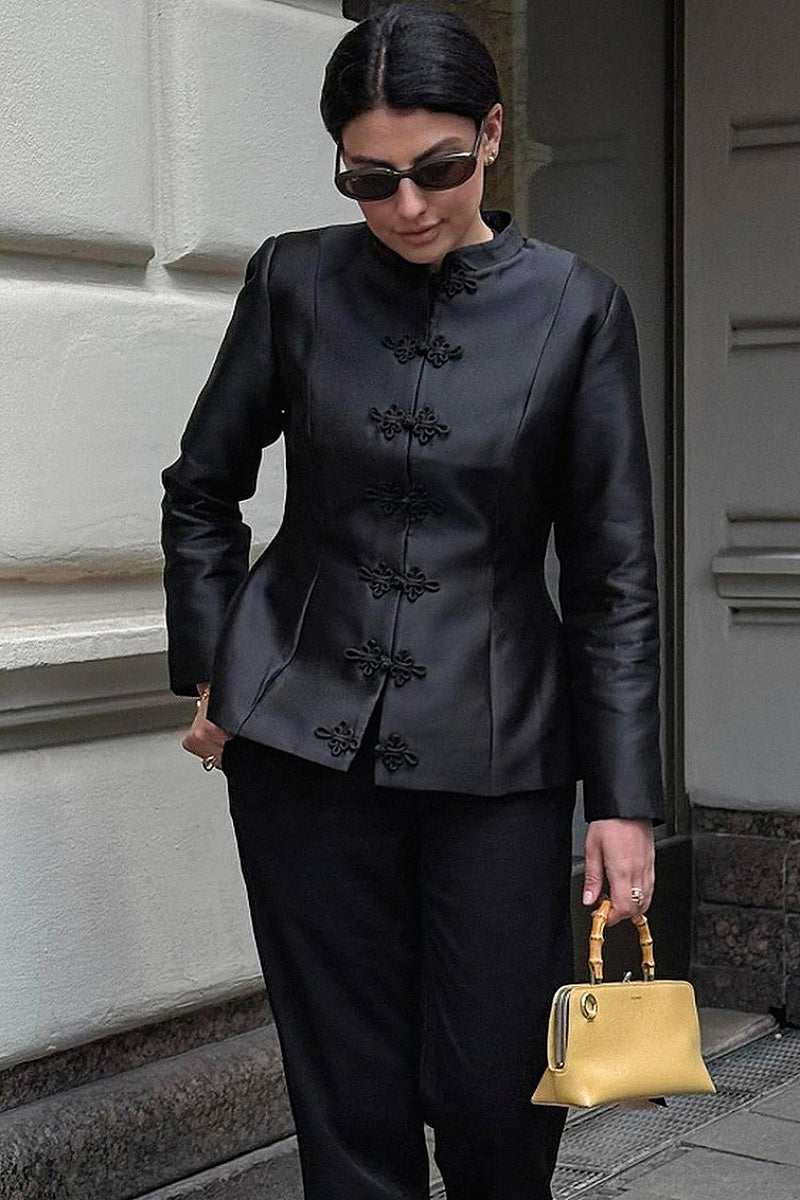 New Style Black Half High Neck Jacket