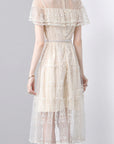 French Elegant Women's Lace Ruffle Dress