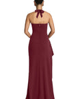 Chic Halter Neck A-Line Dress with Ruffle Hem
