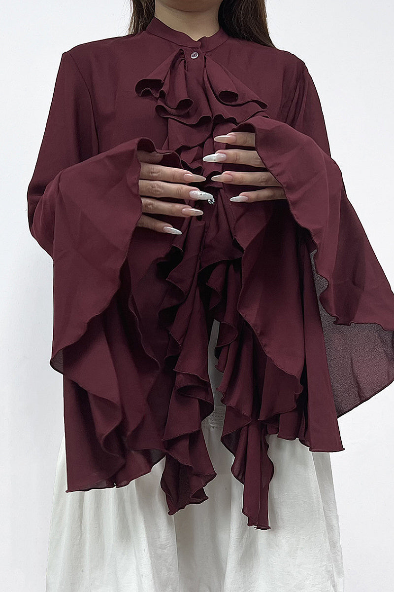 Chic Ruffle Long Sleeve Shirt for Women