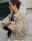 Suede Jacket for Women in Khaki