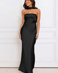 Elegant Strapless Satin Dress with Two-Way Design