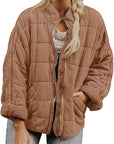 Solid Color Stand Collar Cotton Jacket for Women