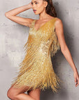 Elegant V-Neck Fringe Dress for Women