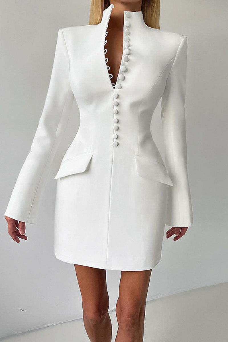 Elegant Slim Fit Long Sleeve Suit Dress