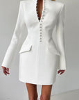 Elegant Slim Fit Long Sleeve Suit Dress