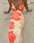 Sexy Hollow Back Floral Maxi Dress