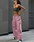 Casual Drawstring Waist Cargo Pants for Women