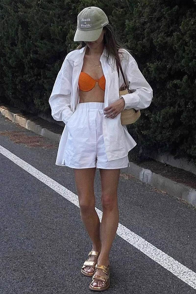 Casual Loose White Shirt and Shorts Set