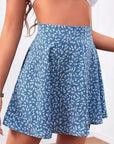 New Women's Floral High Waist Skater Skirt