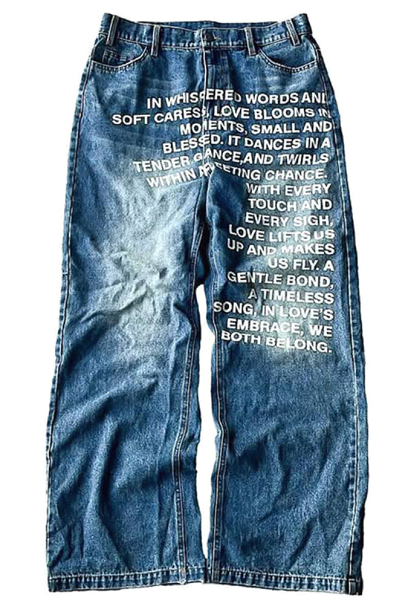 Vintage American Pattern Denim Shorts for Men