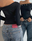 Sexy Asymmetrical Long Sleeve T-Shirt