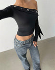 Sexy Asymmetrical Long Sleeve T-Shirt