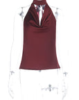 Summer Satin Cami Top with Shoulder Cutouts