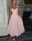 V-Neck A-Line Dress with Bow Detail