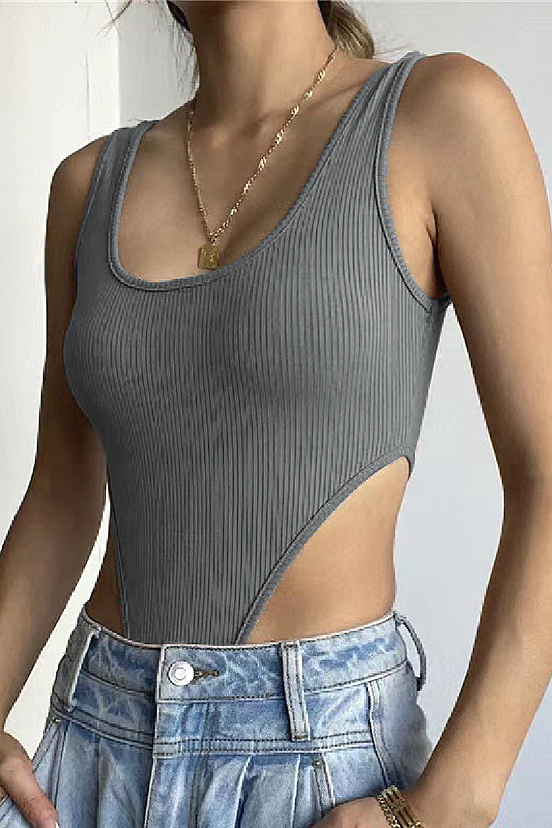 Summer Women's Sexy Slim Fit Cotton U-Neck Bodysuit