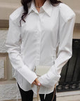 Stylish White Shirt with Shoulder Pads for Women