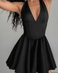 Stylish V-Neck Backless Mini Dress