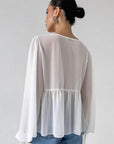 Chiffon Ruffle Tie Shirt for Women