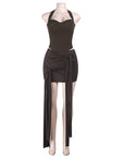Stylish Halter Neck Slim Fit Vest Set