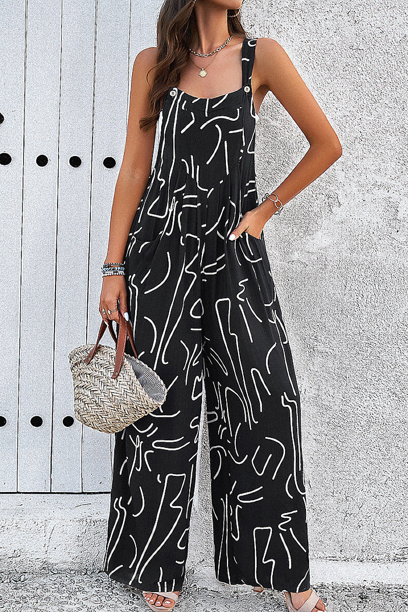 Summer Slimming Strap Jumpsuit with Floral Print