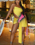 Color Block Backless Irregular Mini Dress