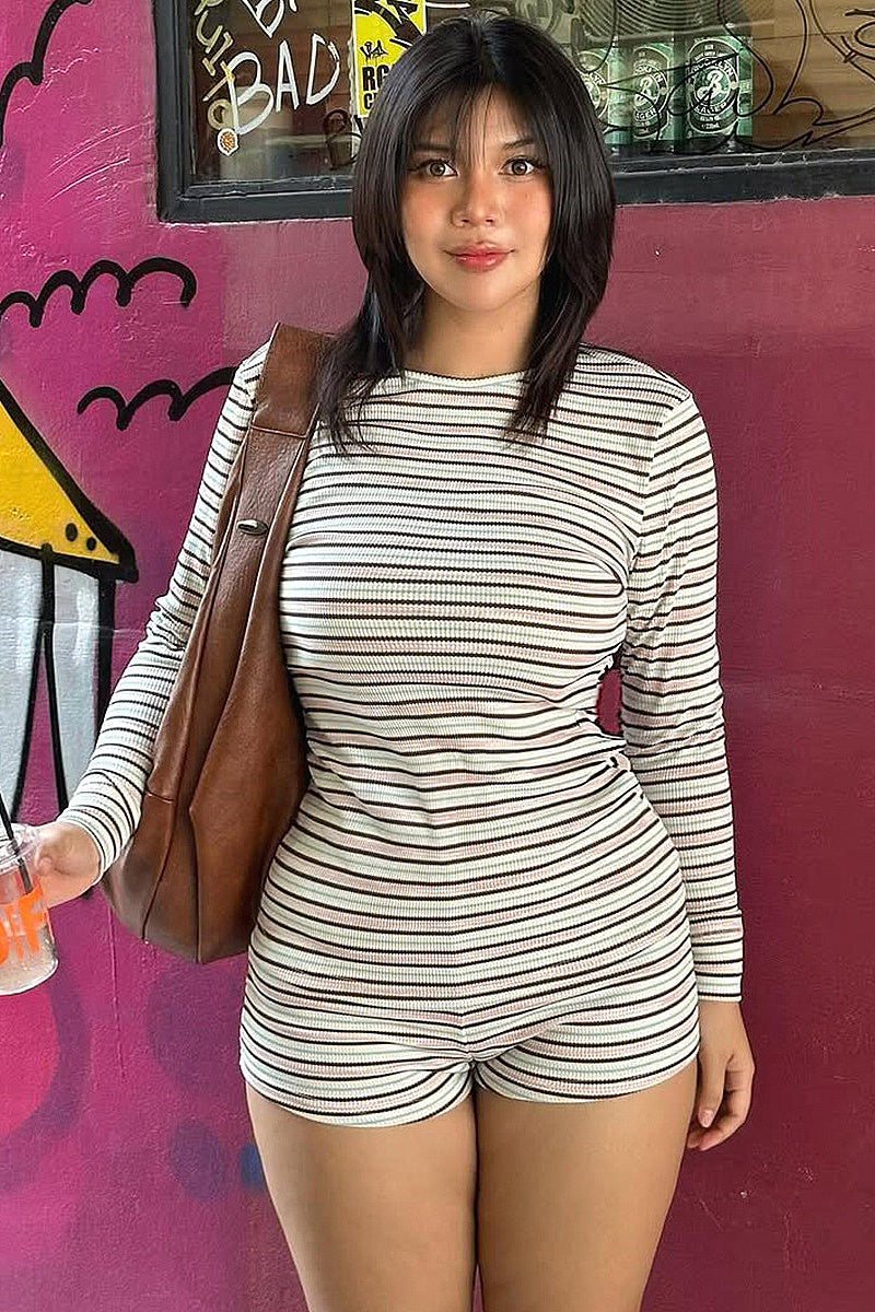 Spring Autumn Women's Striped Dress Set