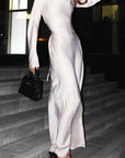 Elegant Long Sleeve Back Tie Dress