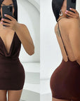 Sexy Slim Fit Deep V Neck Backless Dress