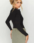 Fashionable Slim Fit Polo Neck Long Sleeve Top