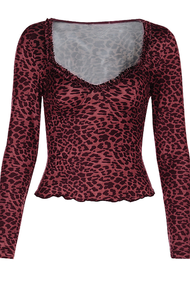 Leopard Print Long Sleeve Top for Women