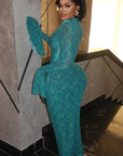 Elegant Retro Bodycon Dress with Long Sleeves