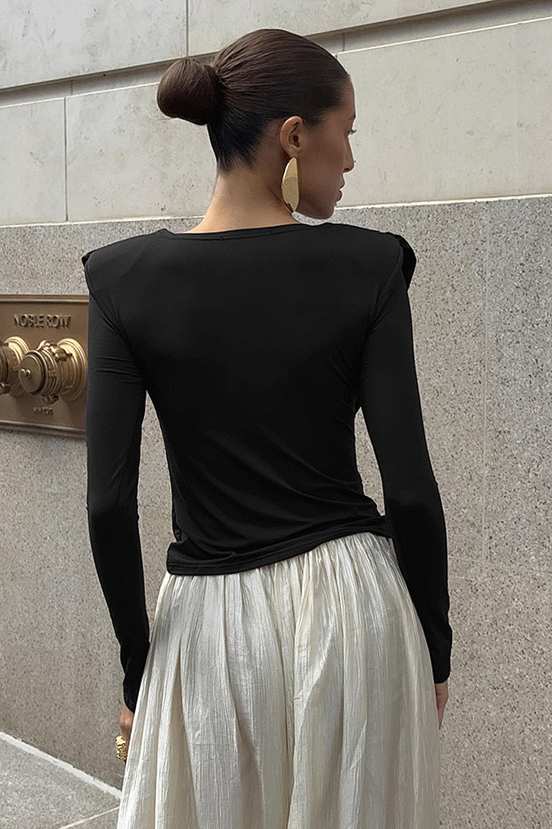 Elegant Pleated Long Sleeve Top for Women