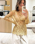 French Style Sheer Lace Top for Women