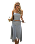 Asymmetrical Sleeveless Crop Top and Ruffled Skirt Set