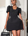 Elegant A-Line Puff Sleeve Dress