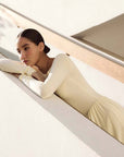 Elegant Knitted Round Neck Long Dress for Women