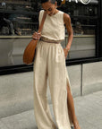 Summer Cotton Linen Two-Piece Set for Women