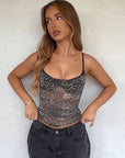 Summer Sheer Leopard Print Camisole Top